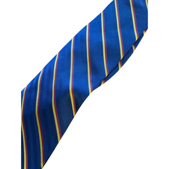 Brooks Brothers Makers USA Made Diagonal Striped Blue Neck Tie Silk Herringbone - Picture 6 of 12